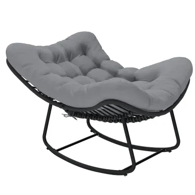 Rattan-Schaukelstuhl Kissen Garten Balkon | Dunkelgrau Rattan-Schaukelstuhl Kissen Garten Balkon | Dunkelgrau