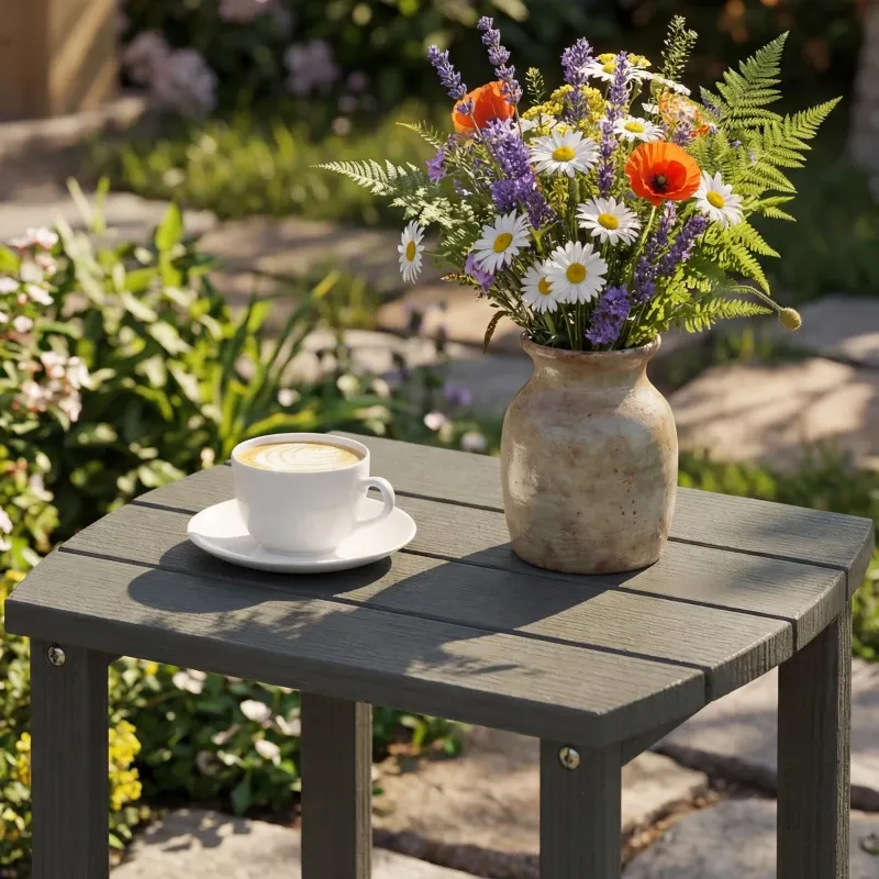 Gartentisch Balkontisch HDPE wetterfest 48x37x46 cm | Grau