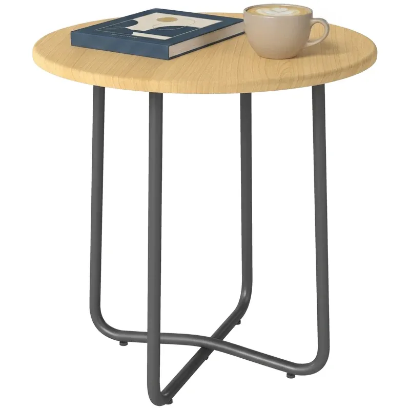 Gartentisch Balkontisch Metall rund Ø48 cm | Naturholz Gartentisch Balkontisch Metall rund Ø48 cm | Naturholz
