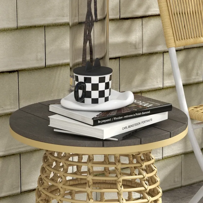 Runder Garten-Couchtisch Rattan Ø45x50 cm
