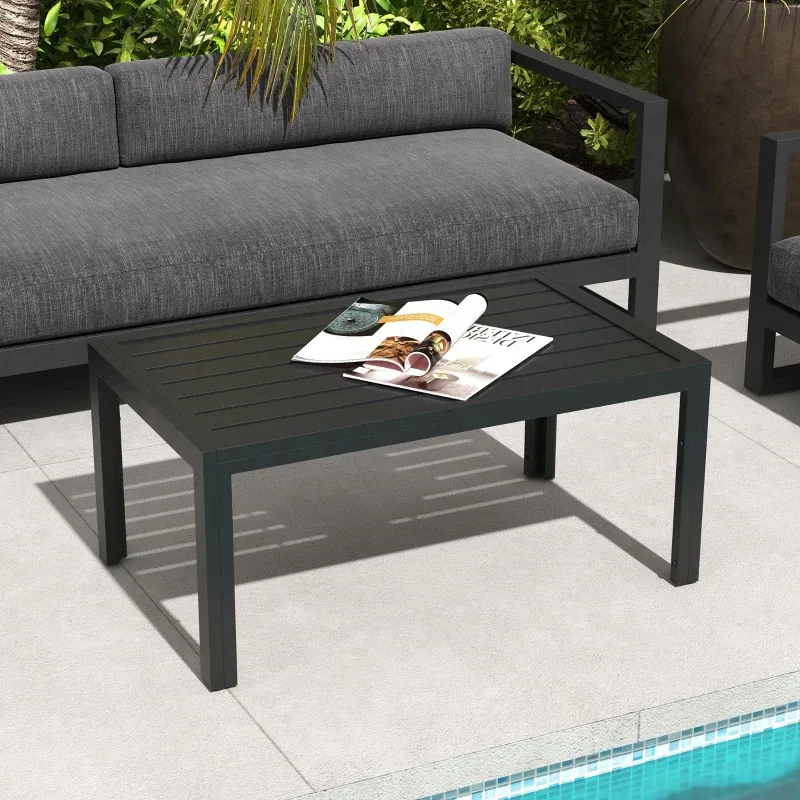 Beistelltisch Balkontisch Stahl rechteckig 101,5x61x46 cm | Schwarz