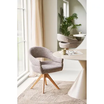 2er Set Dover Esszimmerstuhl Drehfunktion Eiche | Braun