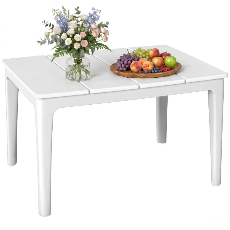 Beistelltisch Gartentisch Kunststoff rechteckig 70x53cm | Cremeweiss Beistelltisch Gartentisch Kunststoff rechteckig 70x53cm | Cremeweiss