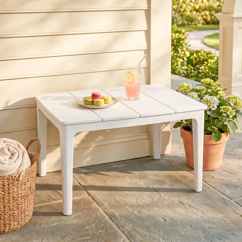 Beistelltisch Gartentisch Kunststoff rechteckig 70x53cm | Cremeweiss