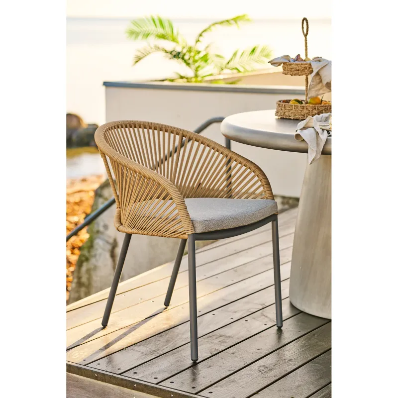 2er Set Novella Esszimmerstuhl Aluminium Kissen | Beige/Sand