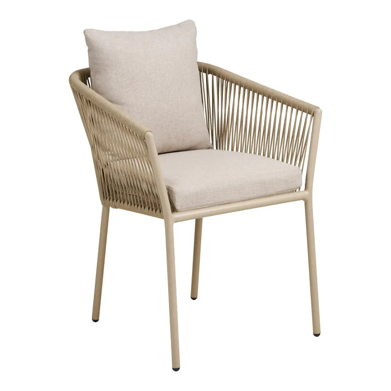 4er Set Salerno Esszimmerstuhl; Gartenstuhl Aluminium Kissen | Sand Salerno Esszimmerstuhl, 4er Set, Sand, Aluminium, inkl. Kissen. Komfortabel für Schweizer Aussenbereiche.