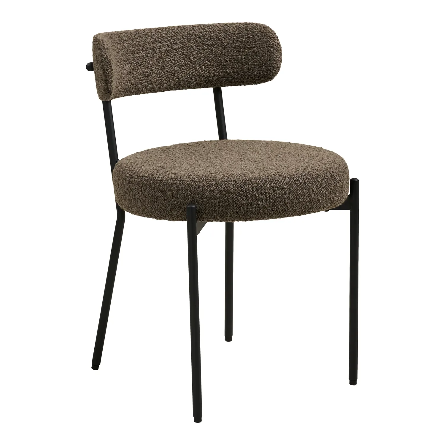 2er Set Badalona Esszimmerstuhl Bouclé Stahl | Braun