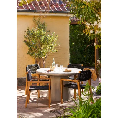 2er Set Anzio Esszimmerstuhl Akazie/Polyester | Schwarz/Natur