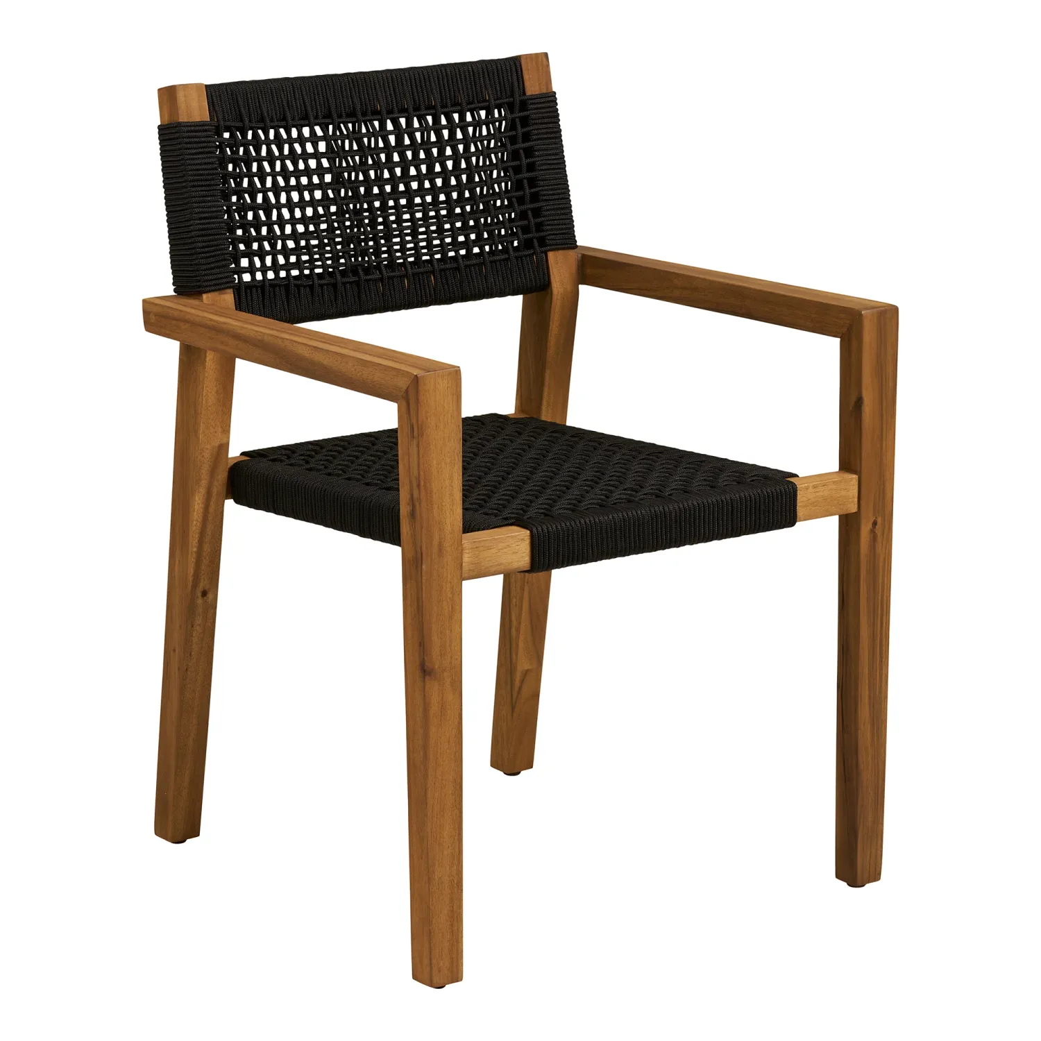 2er Set Anzio Esszimmerstuhl Akazie/Polyester | Schwarz/Natur Anzio Esszimmerstuhl, 2er Set, Akazie/Seil, Schwarz/Natur. Stapelbar für Schweizer Aussenbereiche.