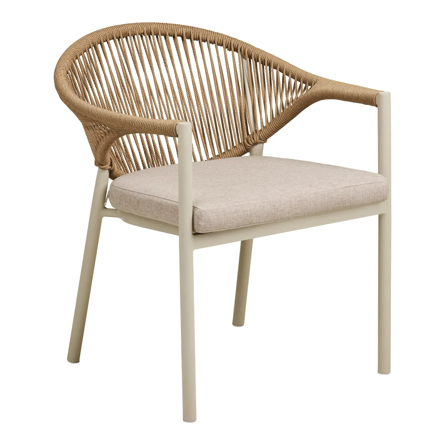 2er Set Abela Esszimmerstuhl, Gartenstuhl stapelbar Rattan | Sand/Natur