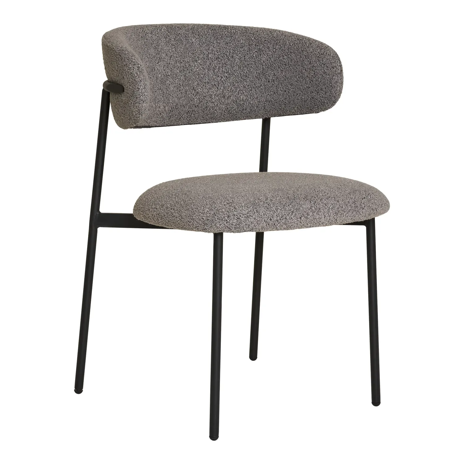 2er Set Mira Esszimmerstuhl Bouclé Stahl | Hellgrau