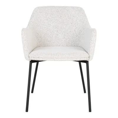 2er Set Melilla Esszimmerstuhl Bouclé Stahl | Weiss