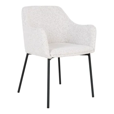 2er Set Melilla Esszimmerstuhl Bouclé Stahl | Weiss