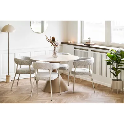 2er Set Trivio Esszimmerstuhl Stoff Stahl | Sandfarben