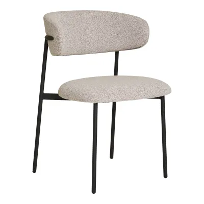 2er Set Mira Esszimmerstuhl Bouclé Stahl | Sand 2er Set Mira Esszimmerstuhl Bouclé Stahl | Sand