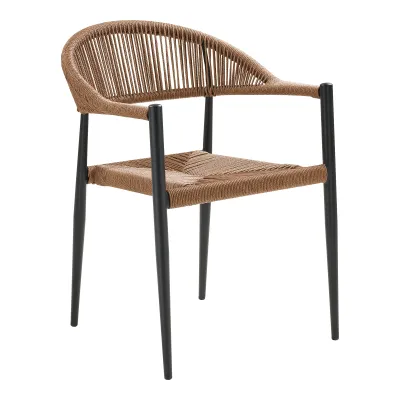 2er Set Canari Esszimmerstuhl Rattan Aluminium | Natur/Schwarz Canari Esszimmerstuhl, 2er Set, Natur/Schwarz, PE-Rattan, Aluminium. Stapelbar für Schweizer Aussenbereiche