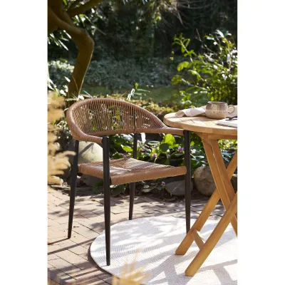 2er Set Canari Esszimmerstuhl Rattan Aluminium | Natur/Schwarz