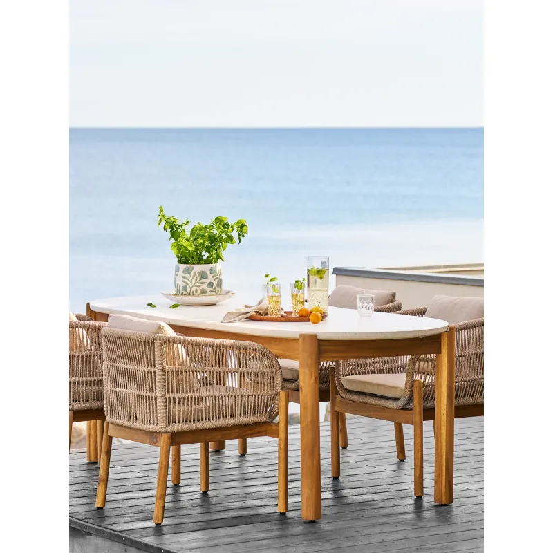 2er Set Terracina Esszimmerstuhl Akazie Kissen | Beige FSC®