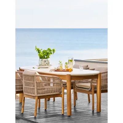 2er Set Terracina Esszimmerstuhl Akazie Kissen | Beige FSC®