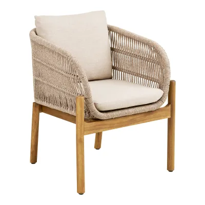 2er Set Terracina Esszimmerstuhl Akazie Kissen | Beige FSC® Terracina Esszimmerstuhl, 2er Set, Akazie/Seil, Beige, inkl. Kissen. Komfortabel für Schweizer Aussenbereiche.