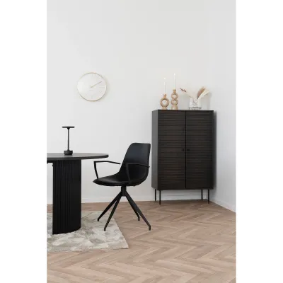2er Set Monaco Esszimmerstuhl Drehfunktion PU | Schwarz