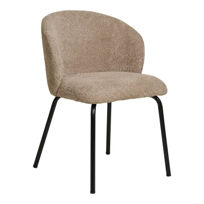 2er Set Safira Esszimmerstuhl Bouclé Stahl | Beige