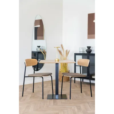 2er Set Estepona Esszimmerstuhl Eschenholz Stoff | Braun/Schwarz