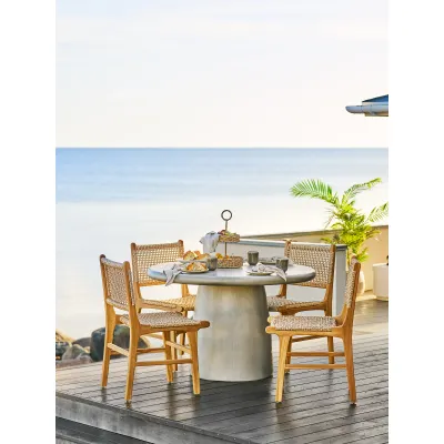 2er Set Derby Esszimmerstuhl Teakholz Rattan | Natur