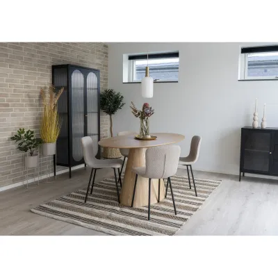2er Set Halden Esszimmerstuhl Bouclé Stahl | Beige