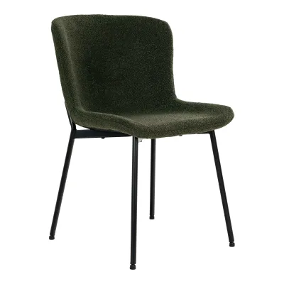2er Set Maceda Esszimmerstuhl Bouclé Stahl | Dunkelgrün 2er Set Maceda Esszimmerstuhl Bouclé Stahl | Dunkelgrün
