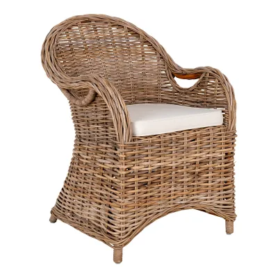 2er Set Larisa Esszimmerstuhl / Gartenstuhl Kubu-Rattan mit Kissen | Grau Larisa Esszimmerstuhl, 2er Set, Kubu-Rattan, grau, inkl. Kissen. Komfortabel für Schweizer Aussenbereiche.
