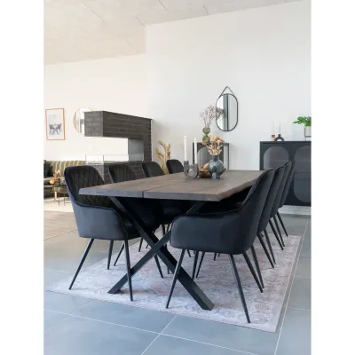 2er Set Harbo Esszimmerstuhl Samt Stahl | Schwarz