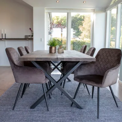 2er Set Harbo Esszimmerstuhl Samt Stahl | Champignon