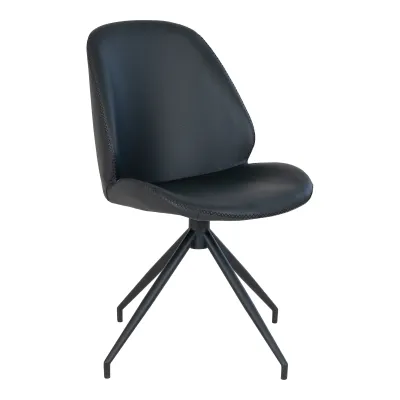 2er Set Monte Carlo Esszimmerstuhl Drehfunktion PU-Leder | Schwarz