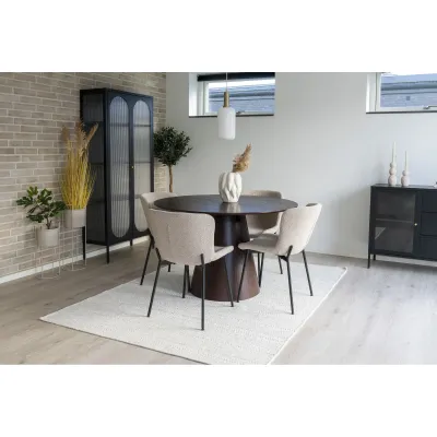 2er Set Maceda Esszimmerstuhl Geschwungen Stoff | Beige