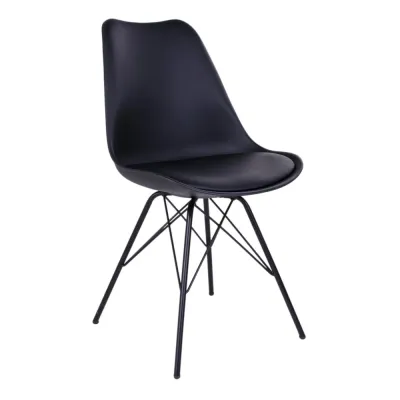 2er Set Oslo Esszimmerstuhl PU-Leder Metall | Schwarz