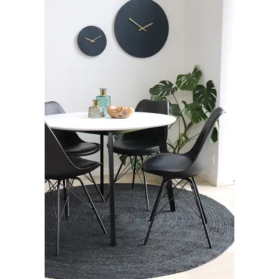 2er Set Oslo Esszimmerstuhl PU-Leder Metall | Schwarz