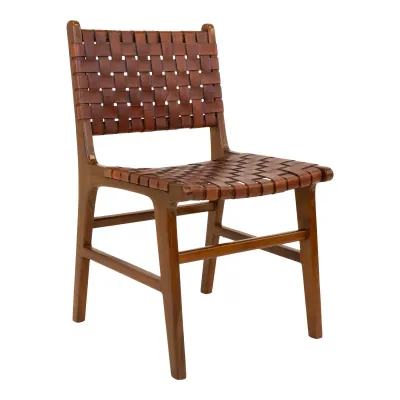 2er Set Perugia Esszimmerstuhl Leder Teakholz | Braun - Unikat 2er Set Perugia Esszimmerstuhl Leder Teakholz | Braun - Unikat