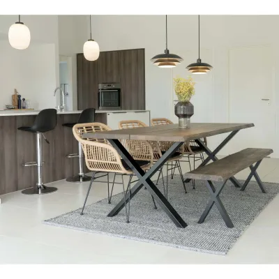 2er Set Triest Sessel / Gartenstuhl Polyrattan Kissen | Natur/Schwarz