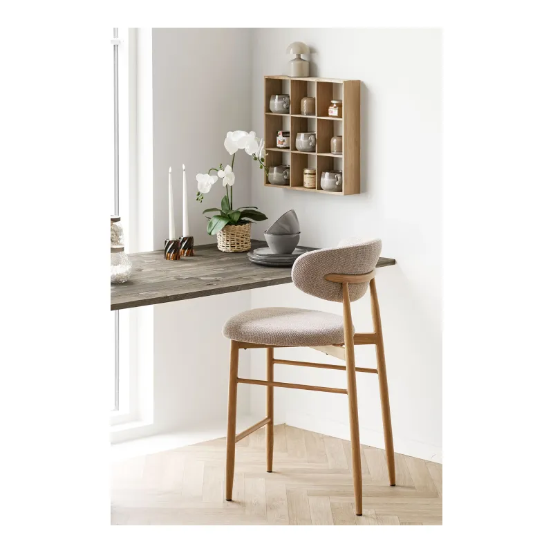 2er Set Levanto Barhocker Tresenstuhl Holzoptik Eiche | Sandfarben
