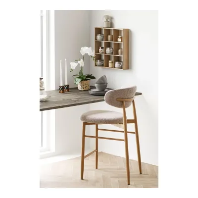 2er Set Levanto Barhocker Tresenstuhl Holzoptik Eiche | Sandfarben
