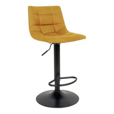 2er Set Middelfart Barstuhl Barhocker Samt Stahl | Senfgelb