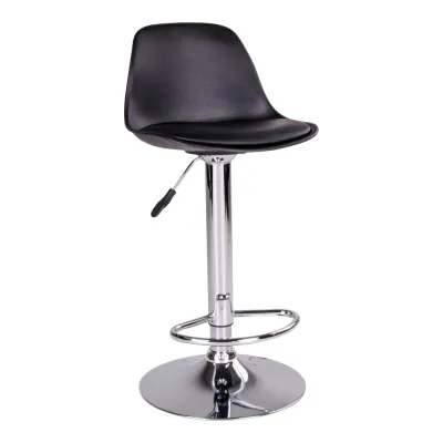 2er Set Trondheim Barstuhl PU-Leder Chrom | Schwarz 2er Set Trondheim Barstuhl PU-Leder Chrom | Schwarz