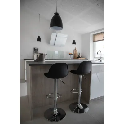 2er Set Trondheim Barstuhl PU-Leder Chrom | Schwarz