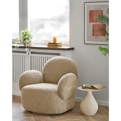 Messina Lounge-Sessel Drehfunktion Stoff | Hellbraun