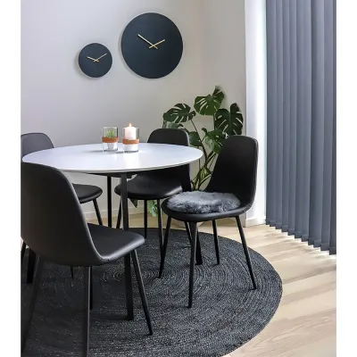 2er Set Stockholm Esszimmerstuhl PU-Leder Stahl | Schwarz