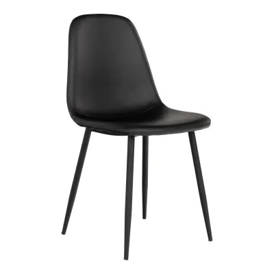 2er Set Stockholm Esszimmerstuhl PU-Leder Stahl | Schwarz 2er Set Stockholm Esszimmerstuhl PU-Leder Stahl | Schwarz