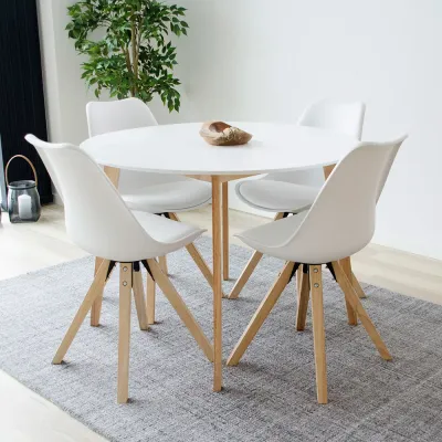 2er Set Bergen Esszimmerstuhl PU-Leder Holz | Weiss