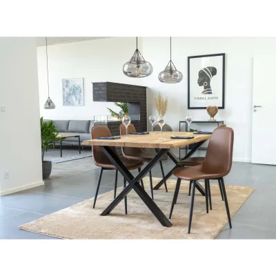 2er Set Stockholm Esszimmerstuhl PU-Leder Stahl | Vintage-Hellbraun