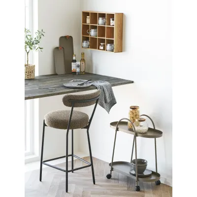 2er Set Badalona Barhocker Tresenstuhl Bouclé Stahl | Braun